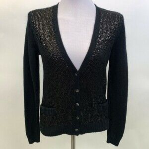 Joe Fresh Women's Sweater Small Black Sequins Cardigan Button Down